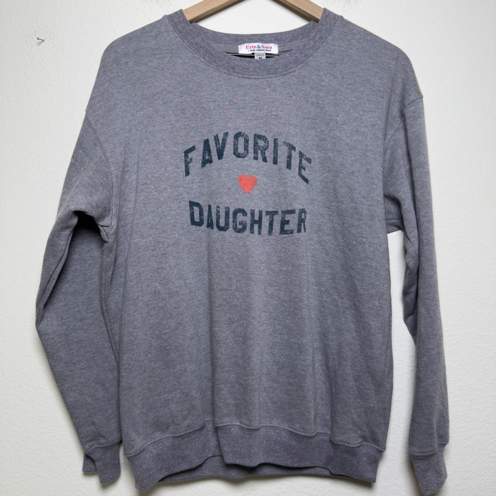 Sub Urban Riot Women Cotton Sweatshirt Medium Gray Favorite Daughter Heart Crew